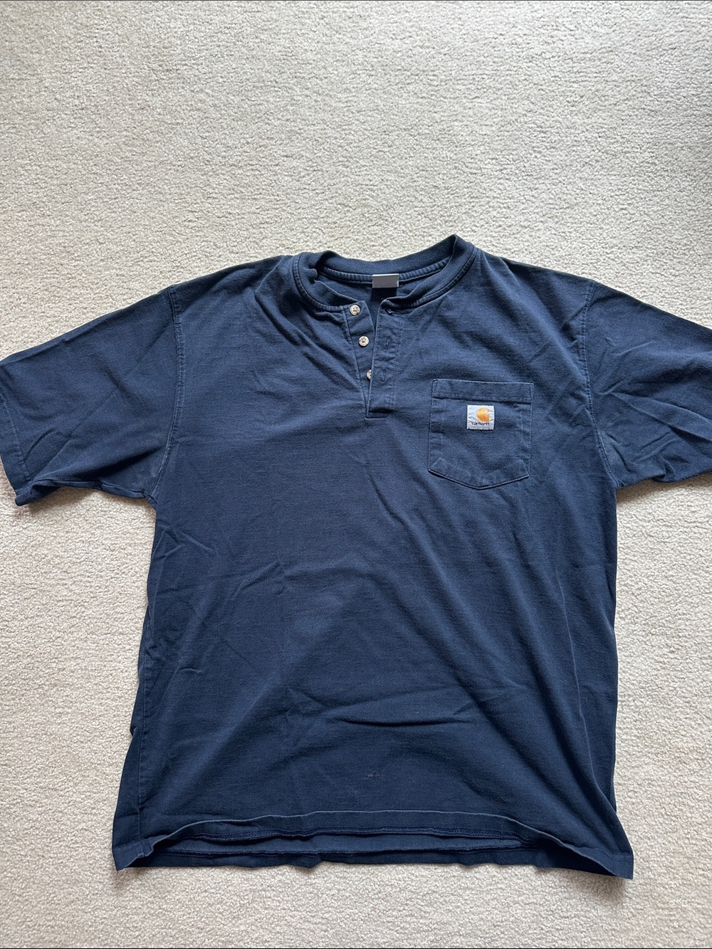 Carhartt Navy Short-Sleeve Henley Pocket Tee